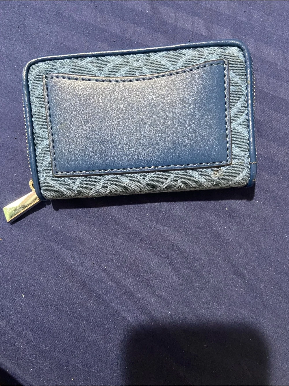 Michael Kors Navy Blue Patterned Zip Card Wallet